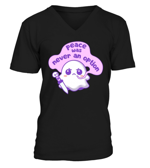 Cute Ghost - peace was never an option V-Neck T-shirt