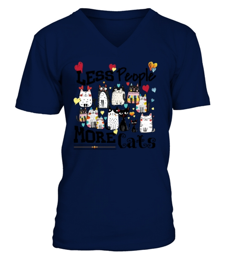 Less People More Cats V-Neck T-shirt