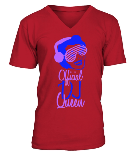 Official DJ Queen Party Retro Vintage Head Face V-Neck T-shirt