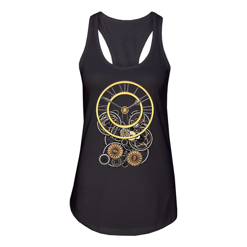 Elegant Vintage Steampunk Clock Women's Racerback Tank