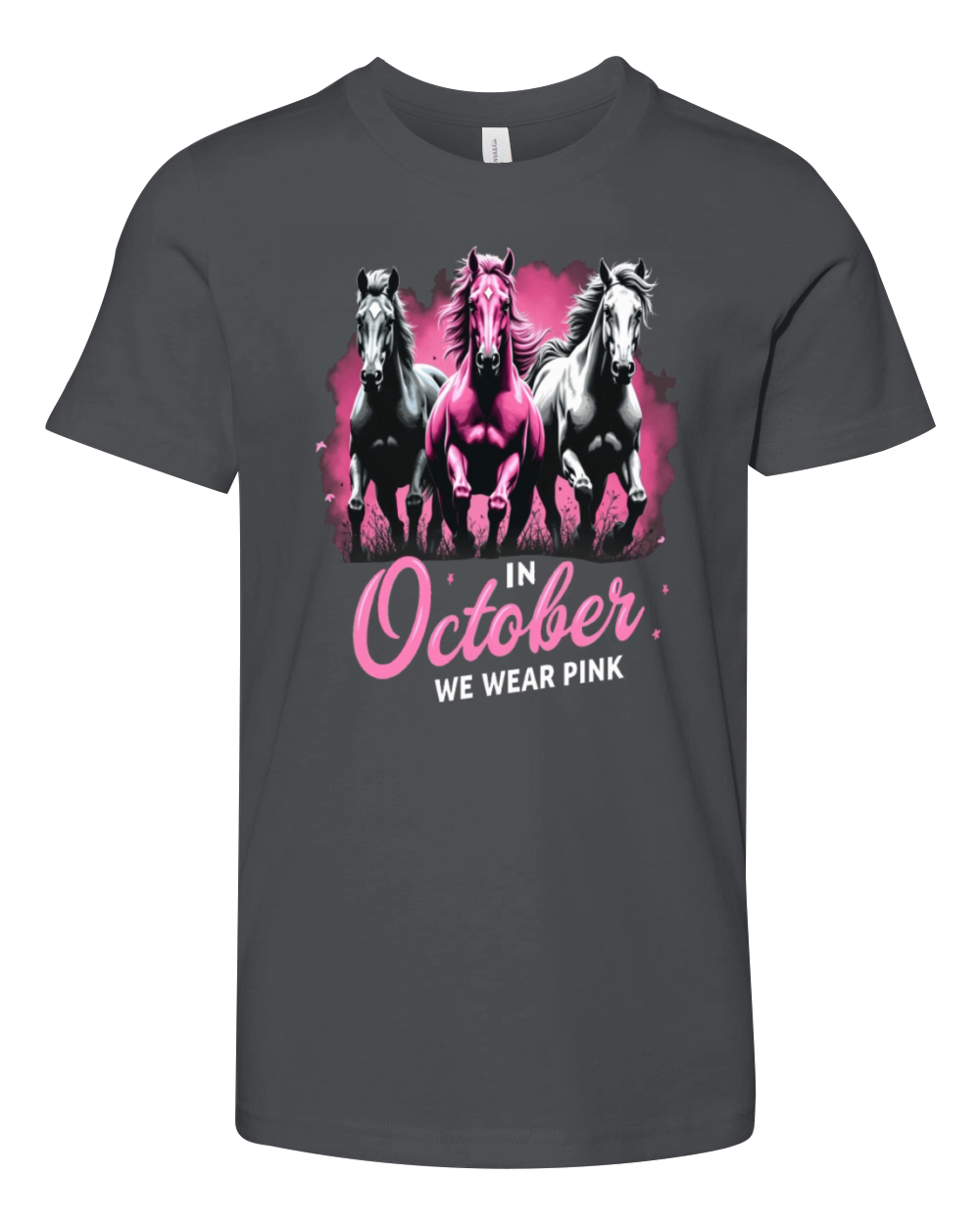 Horses for October Breast Cancer Youth Unisex Jersey Tee