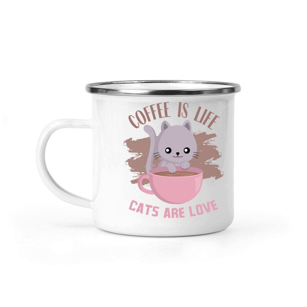 Coffee Is Life Cats Are Love Camping Mug