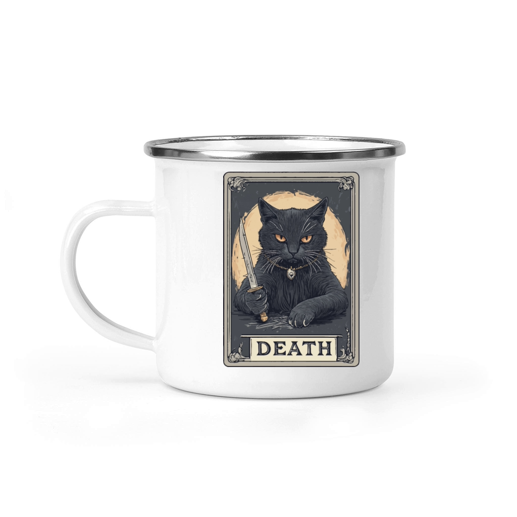 Halloween Vintage Black Cat with knife design Camping Mug
