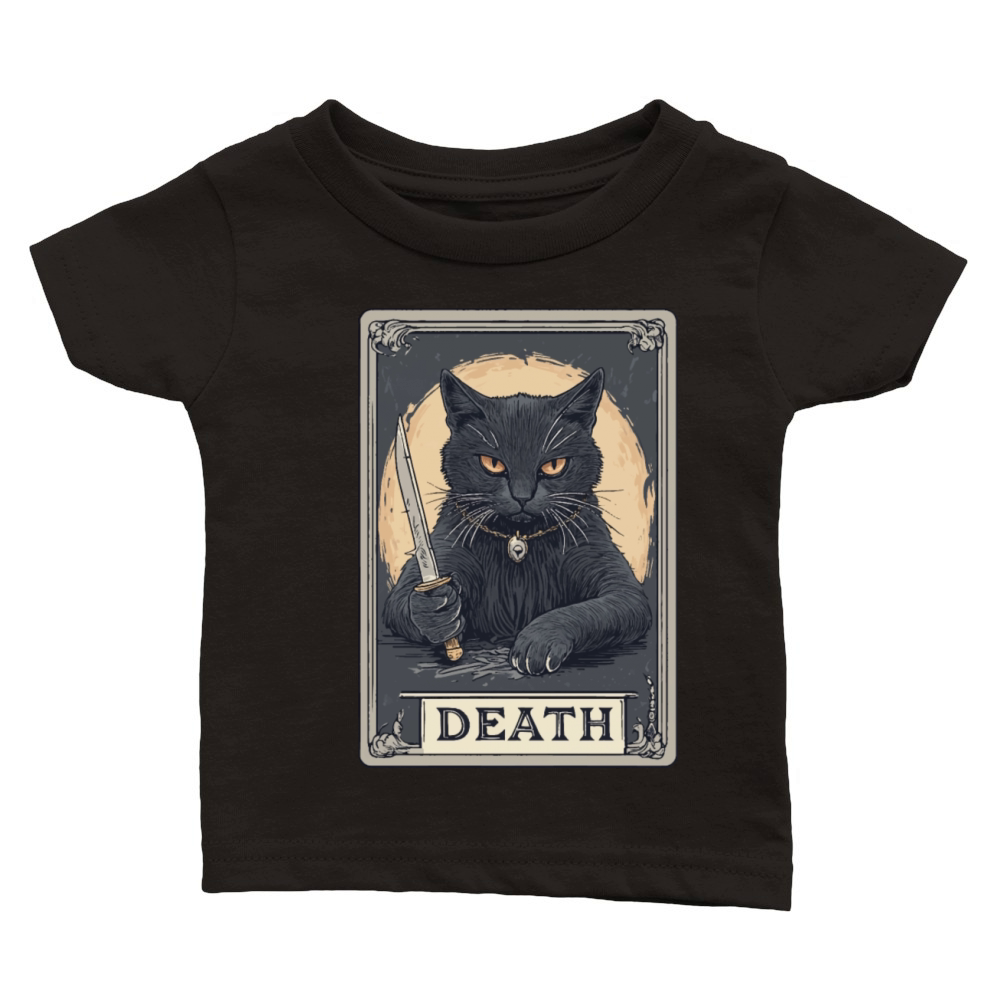 Halloween Vintage Black Cat with knife design Classic Baby Crewneck T-shirt