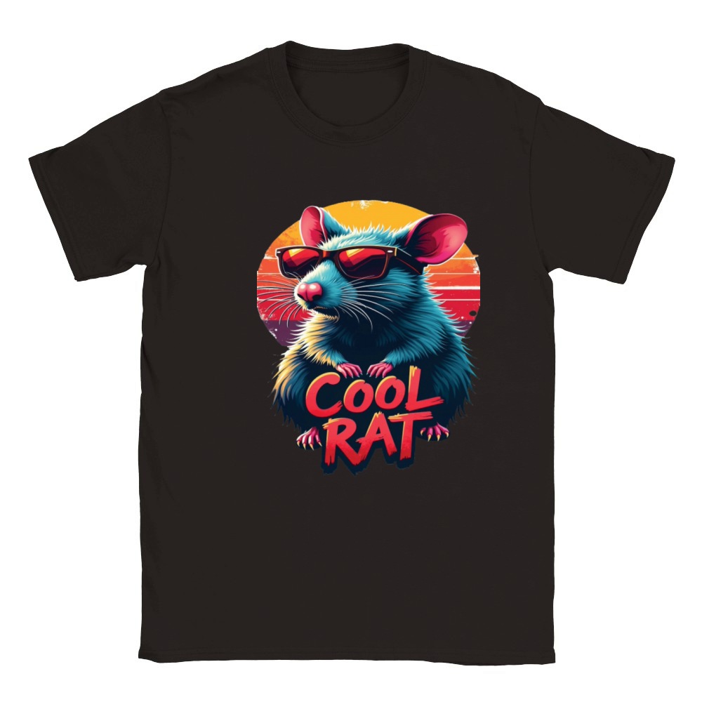 Cool Rat with Sunglasses Retro Sunset Design Classic Kids Crewneck T-shirt