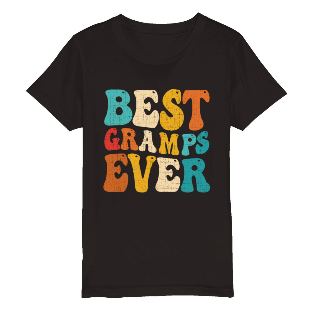 Best Gramps Ever Retro Vintage Grandad Fathers Day Organic Kids Crewneck T-shirt