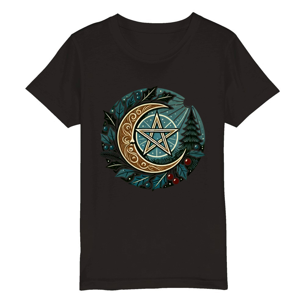 Yule Pentagram Organic Kids Crewneck T-shirt