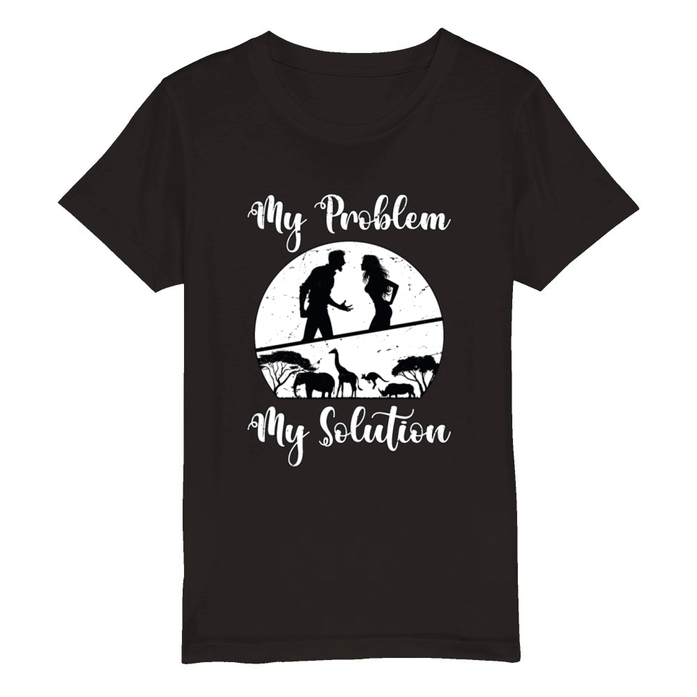 Zoologist My Problem My Solution Pictogram Mom Dad Organic Kids Crewneck T-shirt