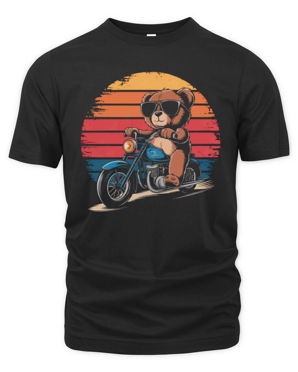 Teddy bear with sunglasses rides a Motorcycle Organic Unisex T-shirt