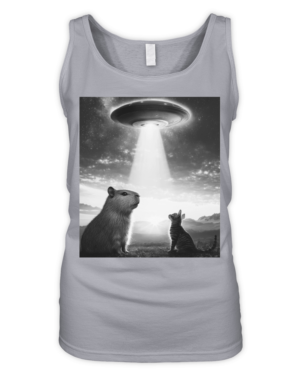 Funny Graphic Capybara Selfie With Ufos Weird Organic Women's Tank Top