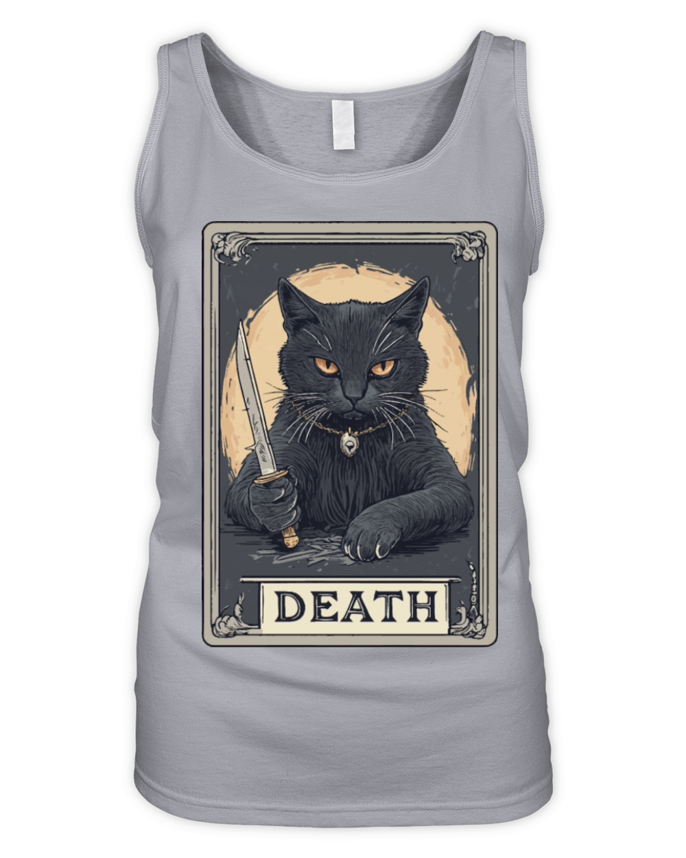 Halloween Vintage Black Cat with knife design Organic Women's Tank Top