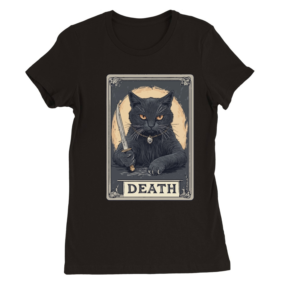 Halloween Vintage Black Cat with knife design Premium Womens Crewneck T-shirt