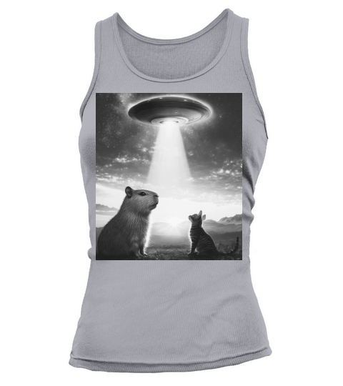 Funny Graphic Capybara Selfie With Ufos Weird Tank top Woman