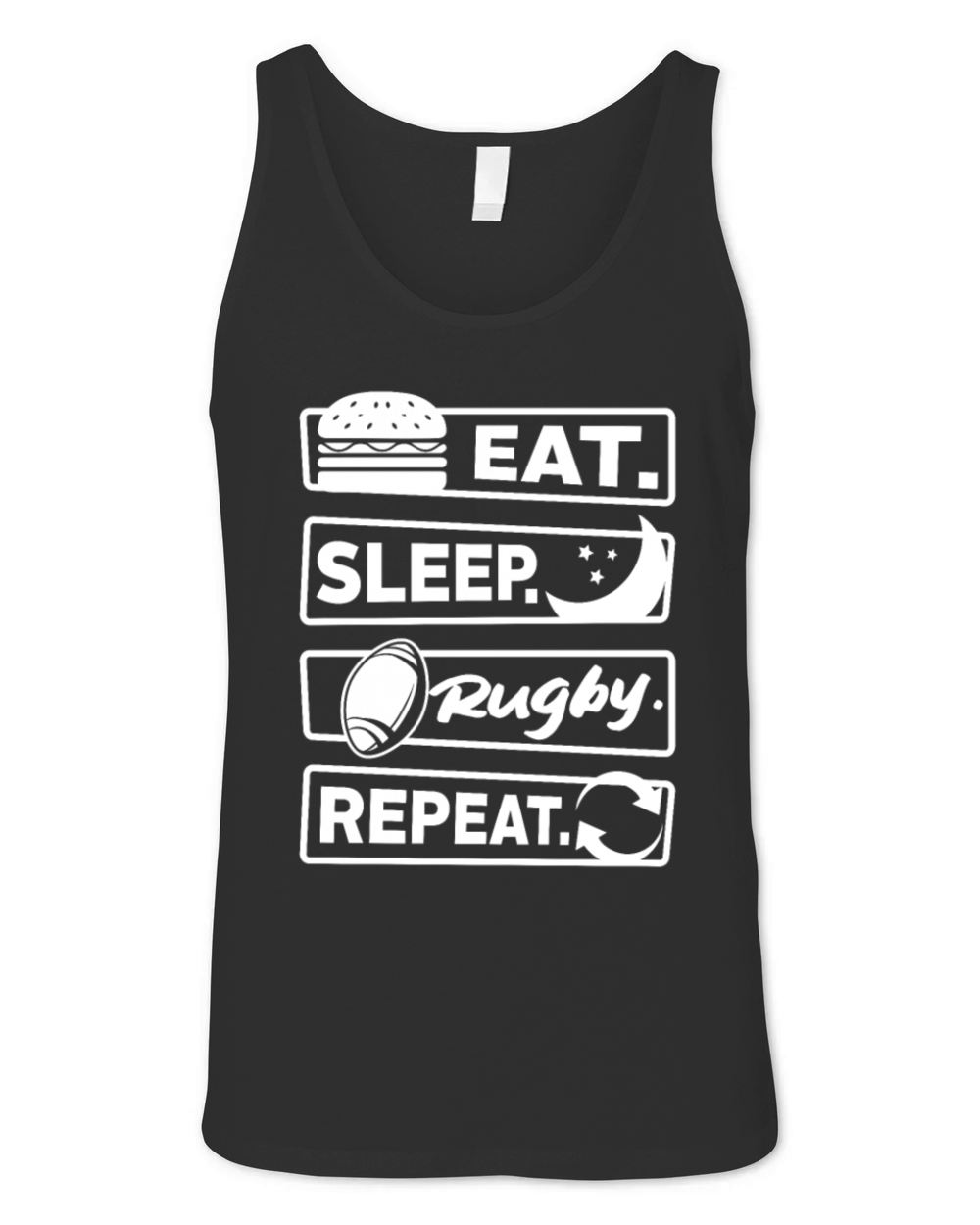 Eat Sleep Rugby Repeat Funny Quote Unisex Jersey Tank