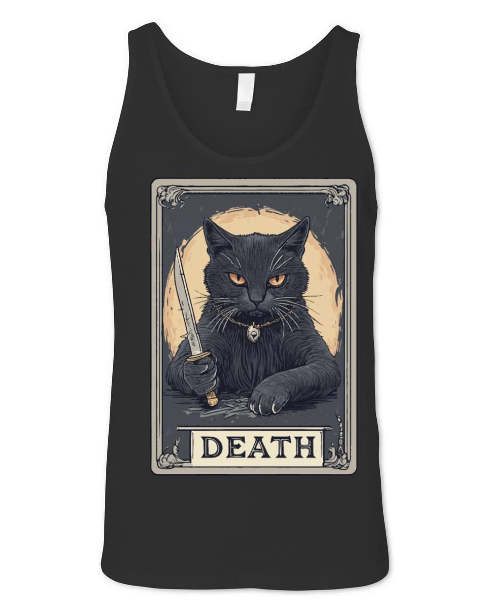 Halloween Vintage Black Cat with knife design Unisex Jersey Tank