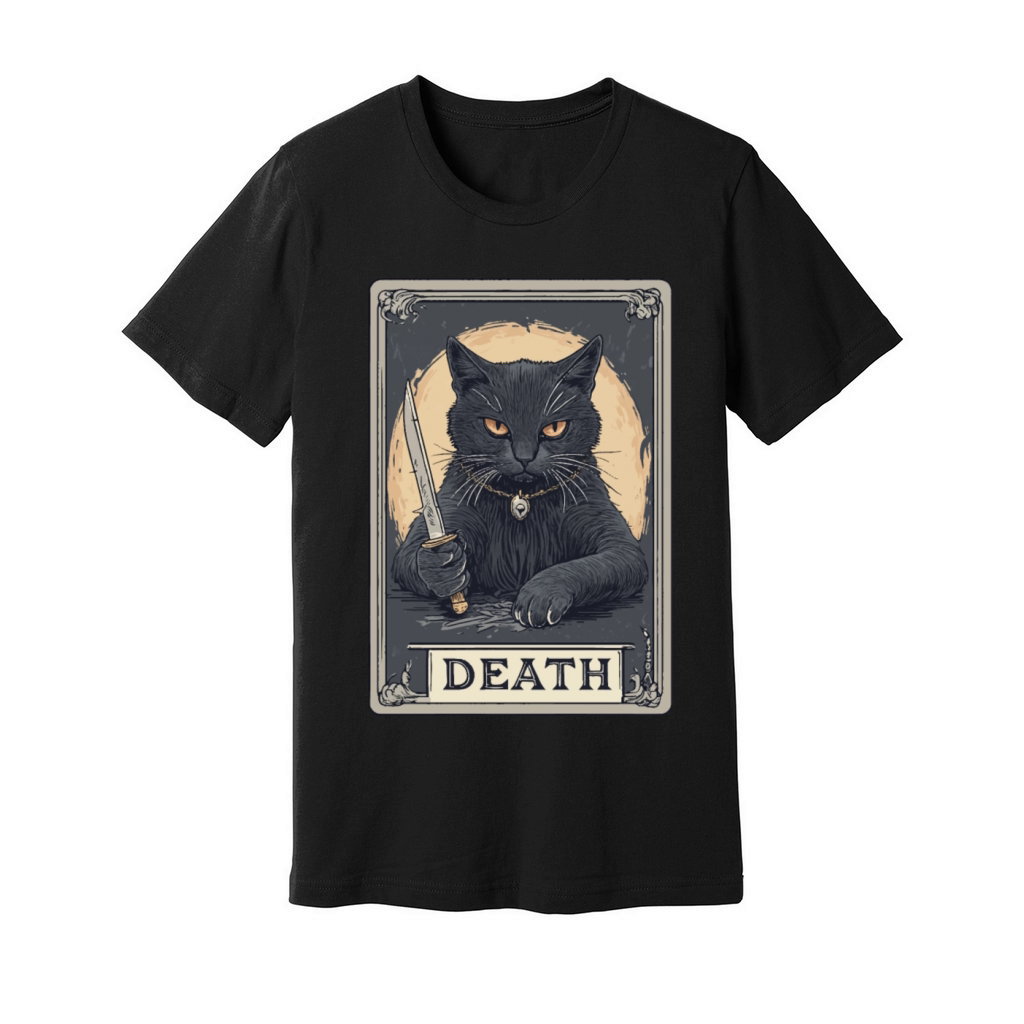 Halloween Vintage Black Cat with knife design Unisex Jersey Tee