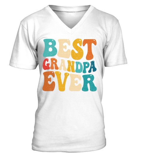 Best Grandpa Ever Retro Vintage Grandfather V-Neck T-shirt