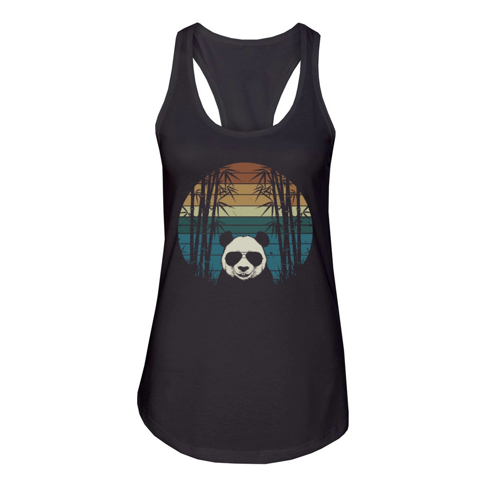 Cool Panda with Sunglasses in Bamboo Forest Women's Racerback Tank