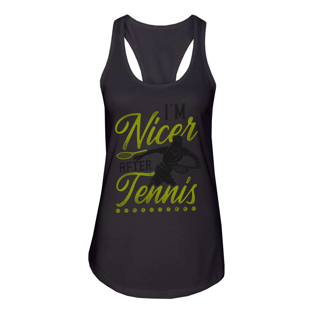 Funny Tennis Player Racket Im Women's Racerback Tank