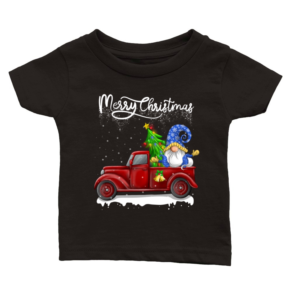Merry Christmas Vintage Red Truck Gnome Classic Baby Crewneck T-shirt