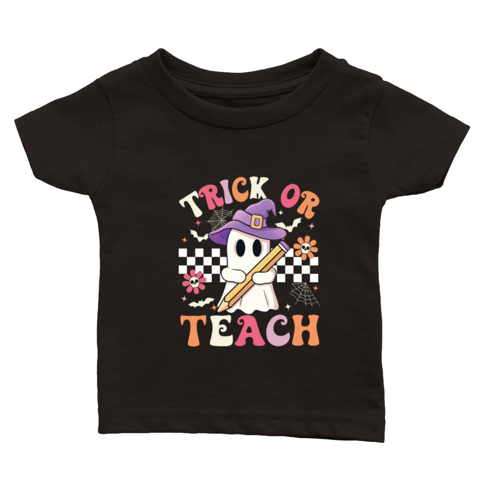 Trick Or Teach Funny Cute Halloween Teacher Classic Baby Crewneck T-shirt