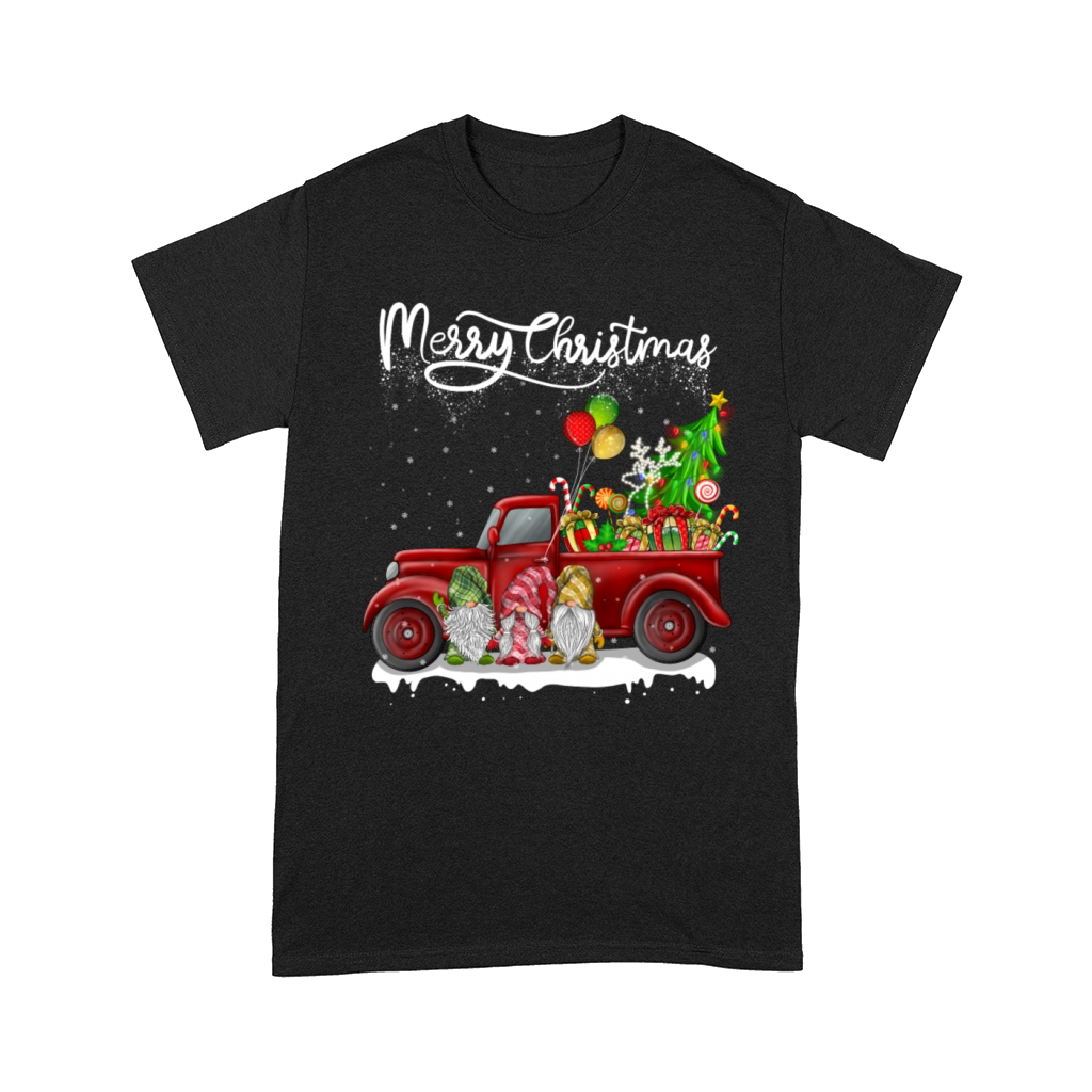 Merry Christmas Vintage Red Truck Gnomes Comfort T-shirt