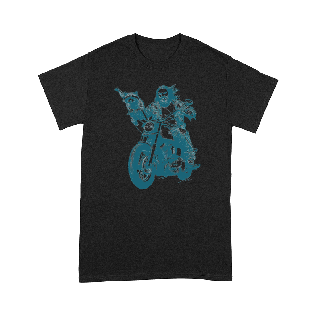 Raccoon Jesus Riding Motorcycle Funny Raccoon Comfort T-shirt