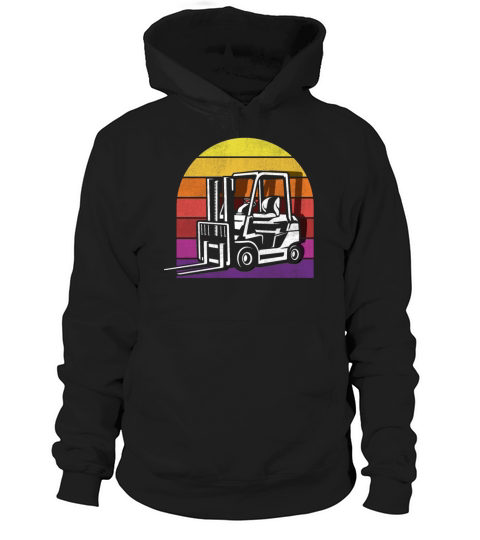 Forklift Retro Vintage Sunset Hoodie Unisex