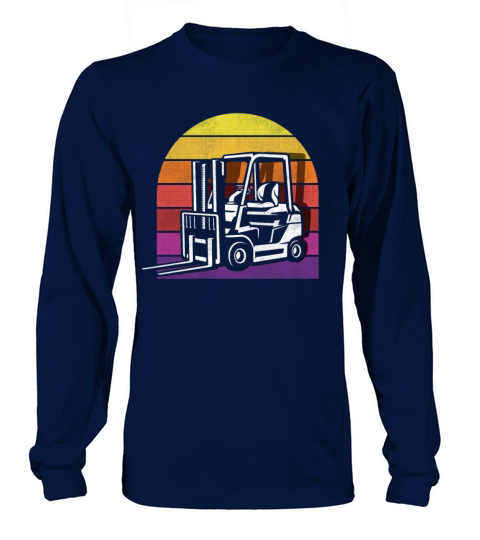 Forklift Retro Vintage Sunset Long sleeved Unisex