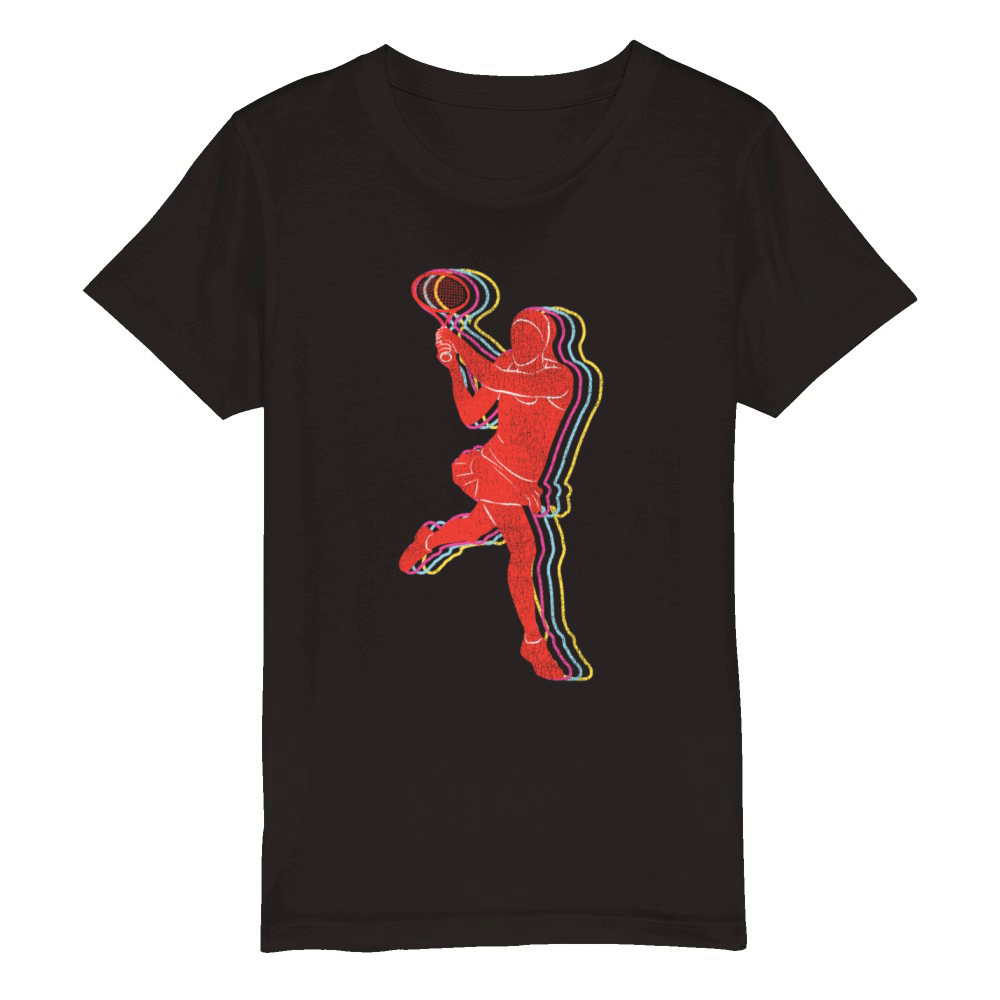 Funny Tennis Player Racket Retro Organic Kids Crewneck T-shirt