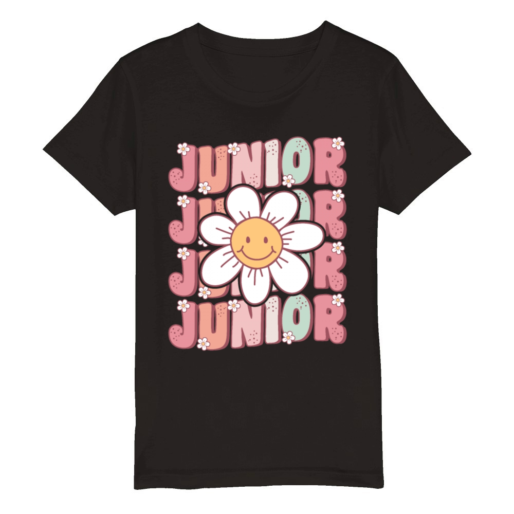 Groovy Junior 11th Grade Back To School Organic Kids Crewneck T-shirt