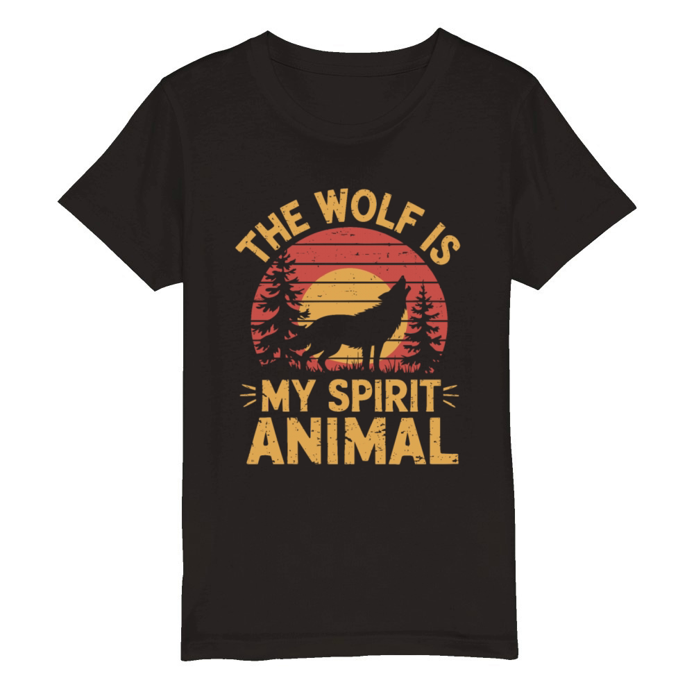 The Wolf Is My Spirit Animal Howling Wolf Organic Kids Crewneck T-shirt