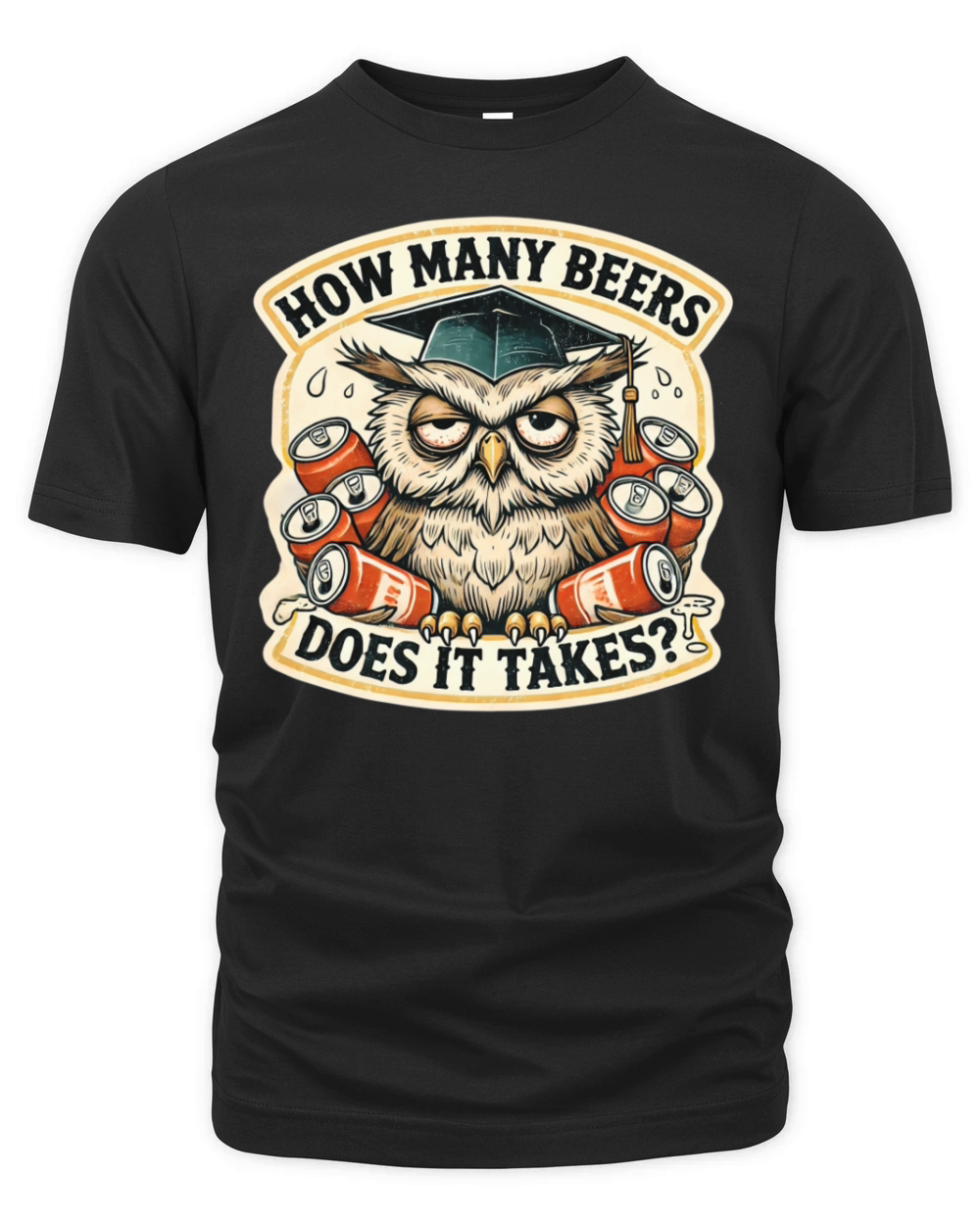 How Many Beers Does It Take vintage funny owl Organic Unisex T-shirt