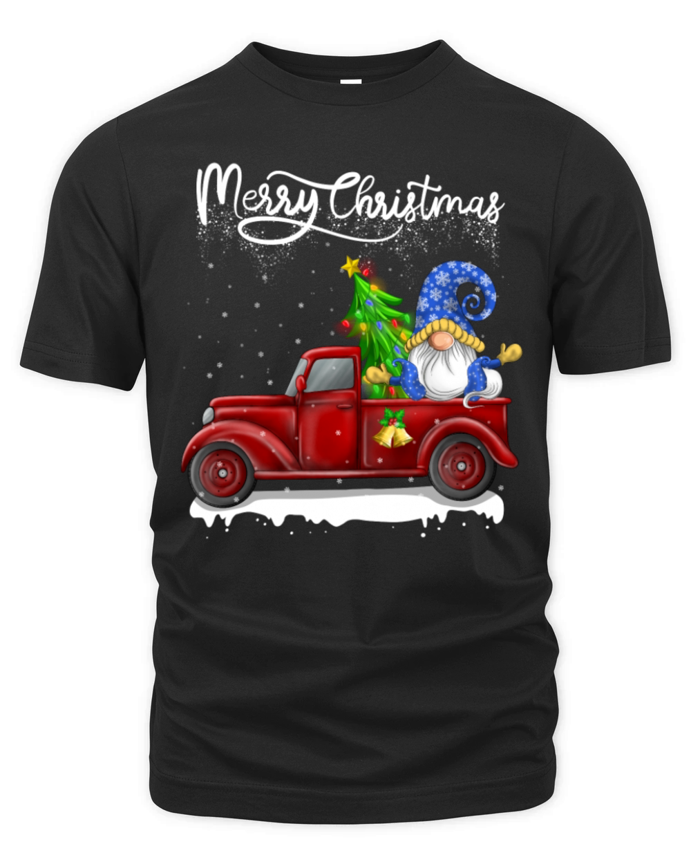 Merry Christmas Vintage Red Truck Gnome Organic Unisex T-shirt
