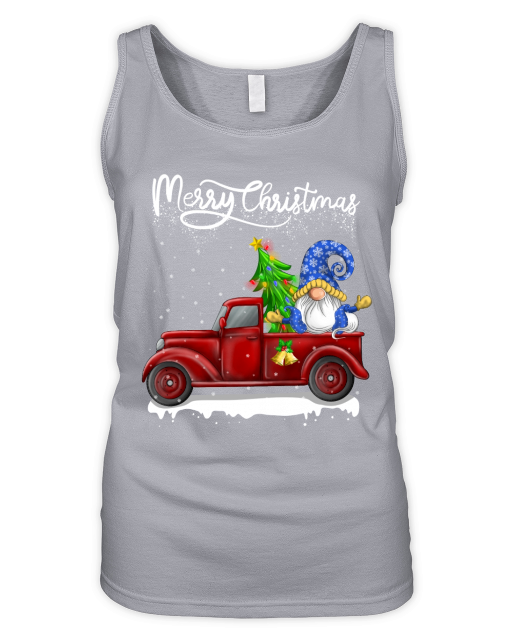 Merry Christmas Vintage Red Truck Gnome Organic Women's Tank Top