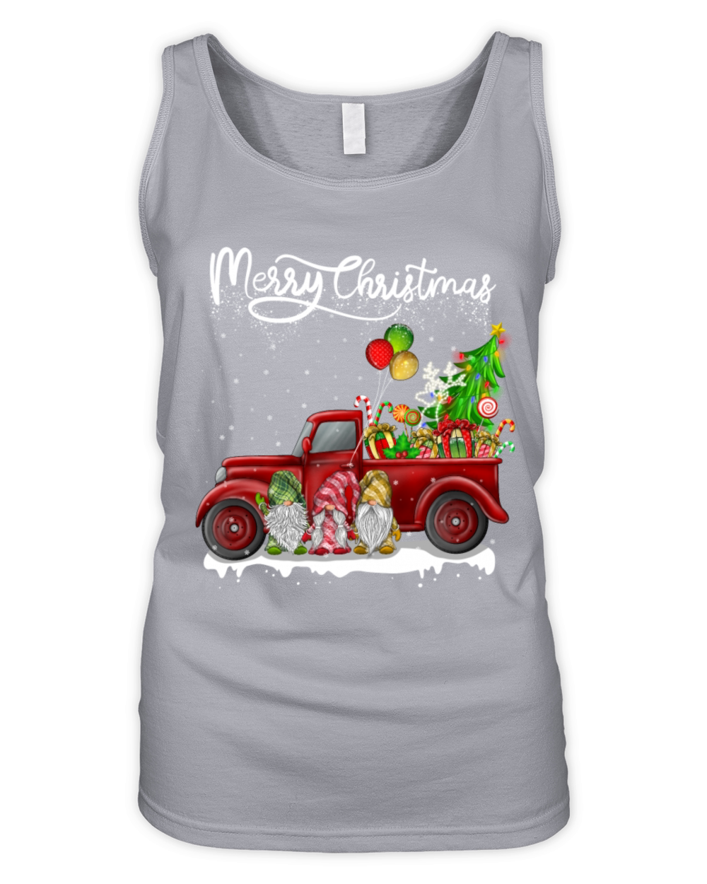 Merry Christmas Vintage Red Truck Gnomes Organic Women's Tank Top