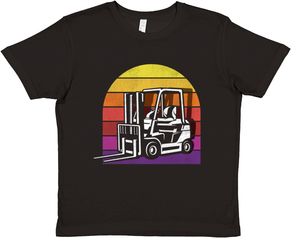 Forklift Retro Vintage Sunset Premium Kids Crewneck T-shirt