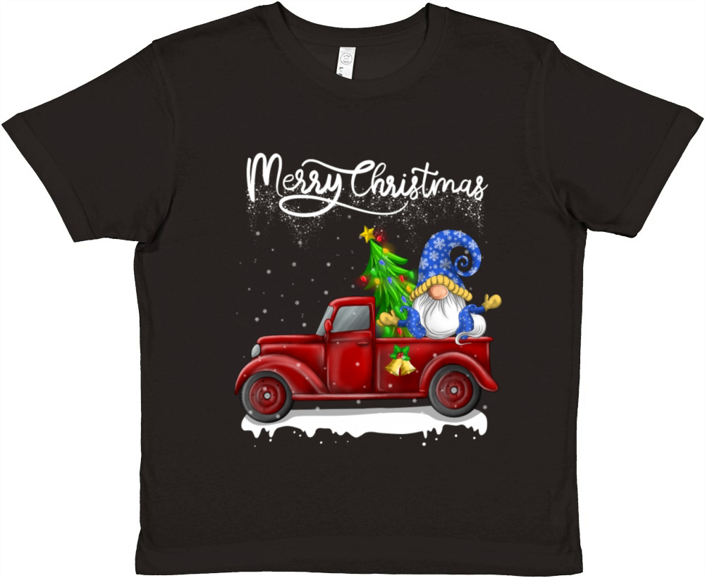 Merry Christmas Vintage Red Truck Gnome Premium Kids Crewneck T-shirt
