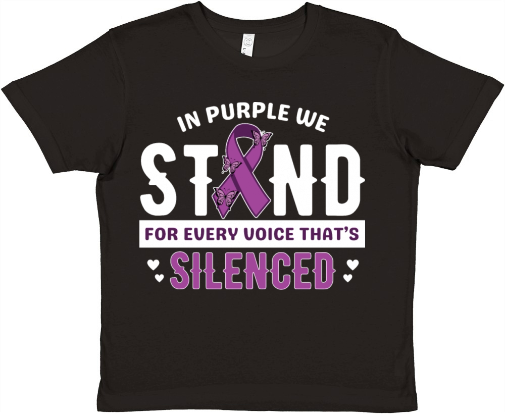 Purple ribbon Violence Awareness shirt design Premium Kids Crewneck T-shirt