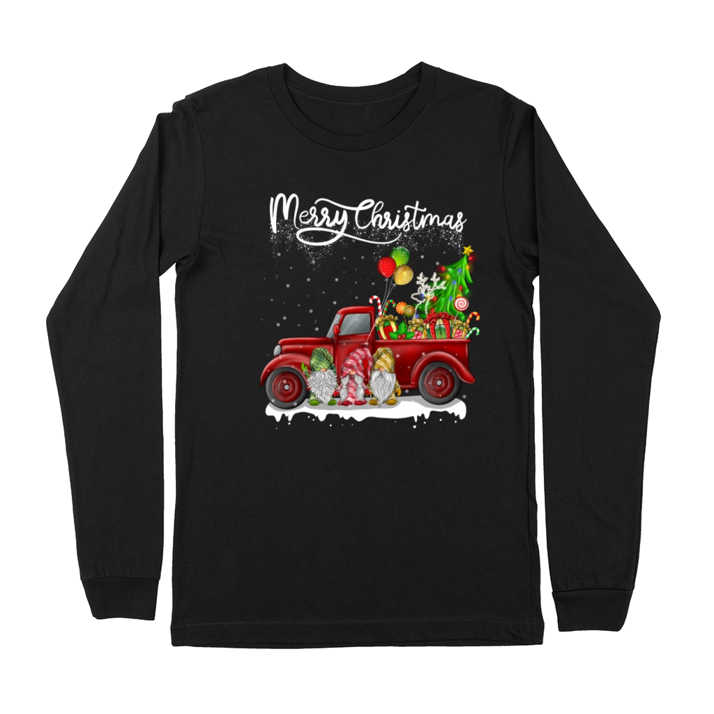 Merry Christmas Vintage Red Truck Gnomes Premium Long Sleeve