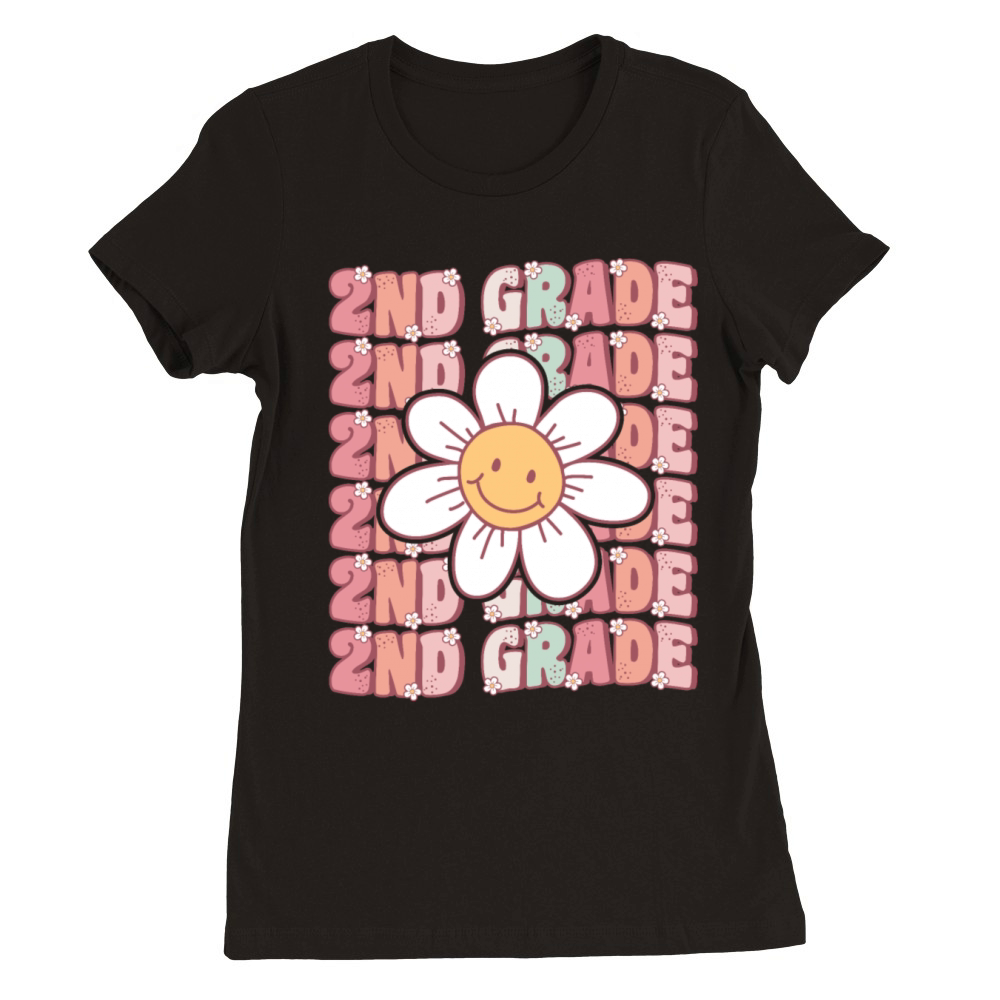 Groovy 2nd Grade Cute Back To School Premium Womens Crewneck T-shirt