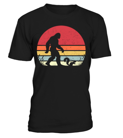 Bigfoot Walking a Squirrel Vintage T-Shirt Unisex