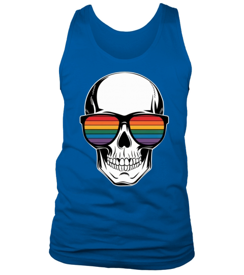 Gay Pride LGBTQ Halloween Skull Rainbow Sunglasses Tank Top Unisex