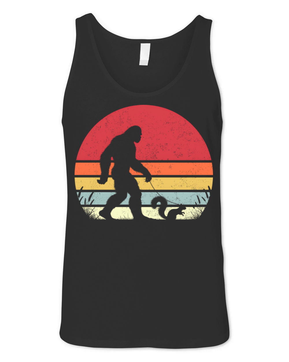 Bigfoot Walking a Squirrel Vintage Unisex Jersey Tank