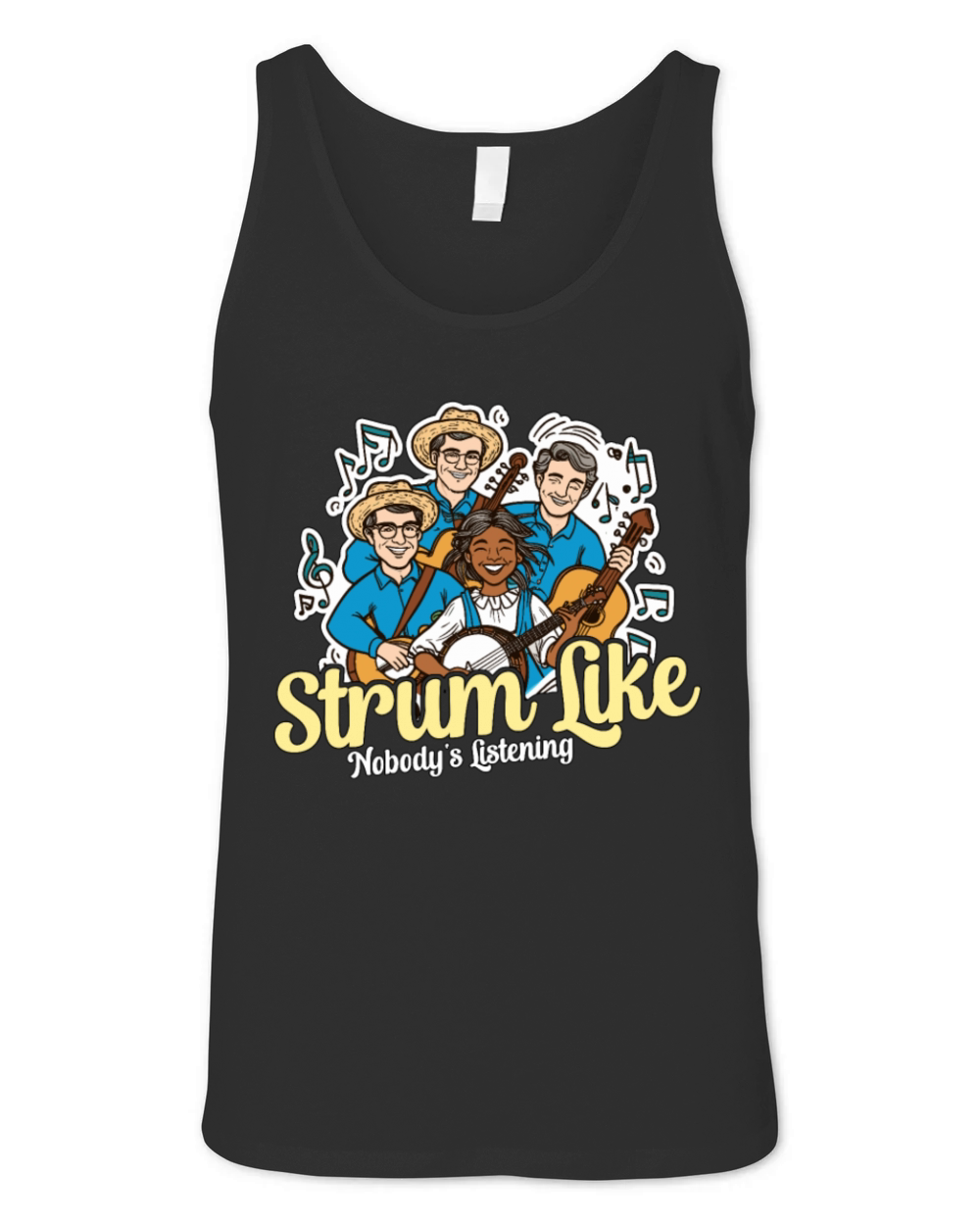 Bluegrass Music Strum Like Nobodys Banjo Player Unisex Jersey Tank