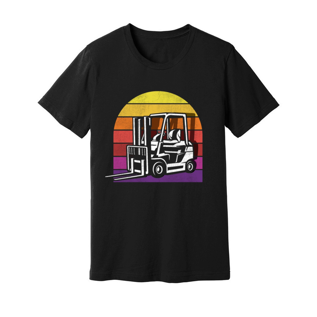 Forklift Retro Vintage Sunset Unisex Jersey Tee