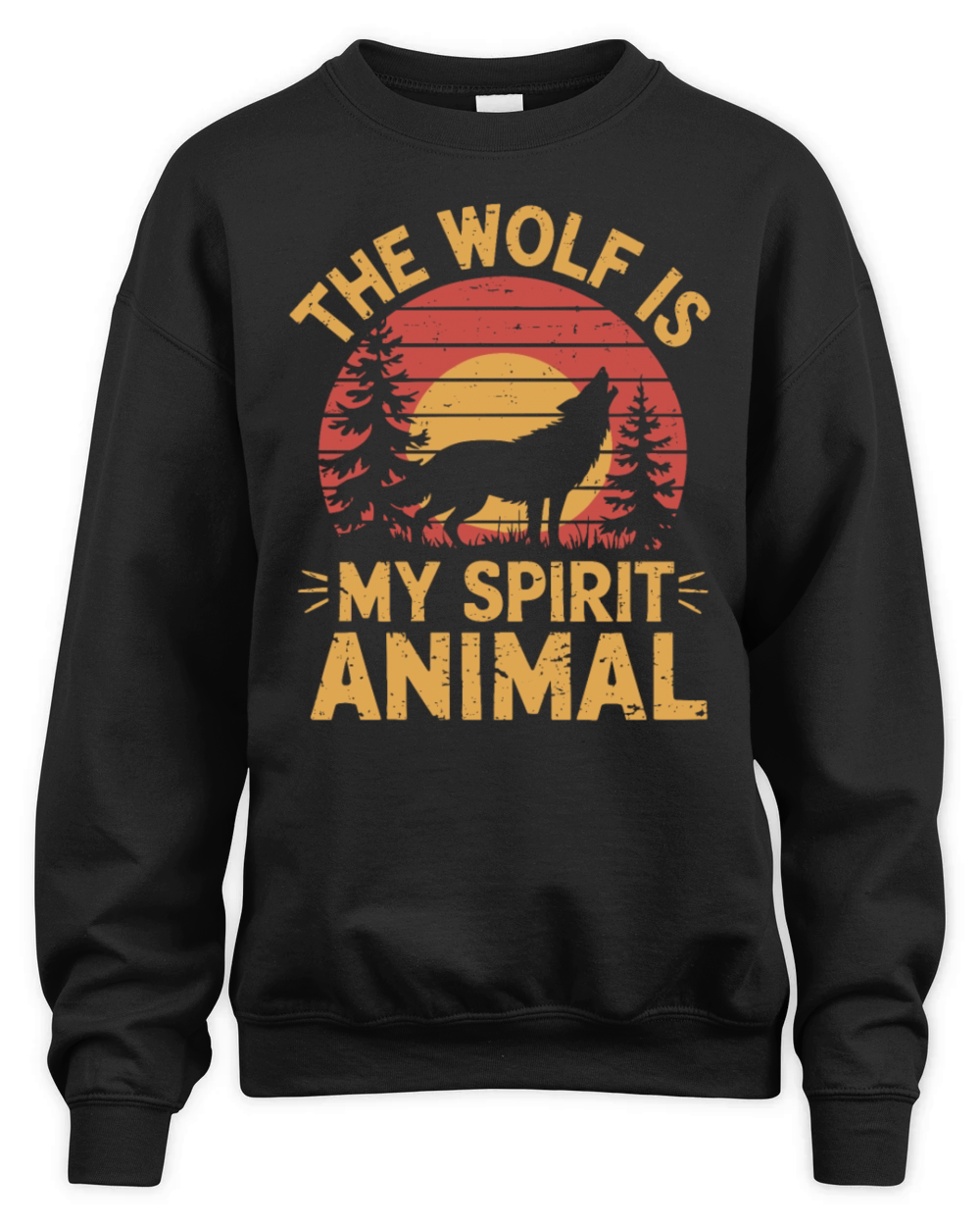 The Wolf Is My Spirit Animal Howling Wolf Unisex Premium Crewneck Sweatshirt