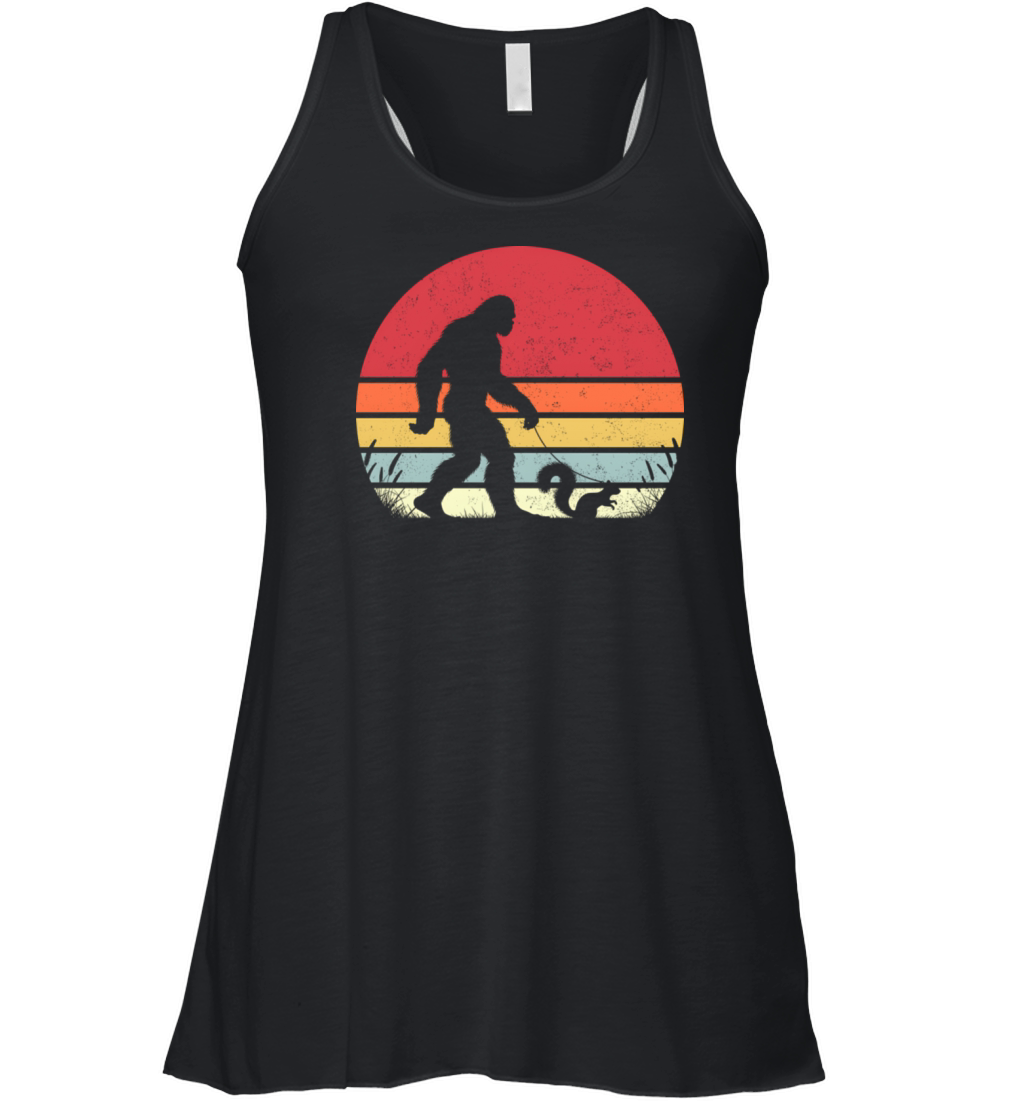 Bigfoot Walking a Squirrel Vintage Women's Flowy Tank Top