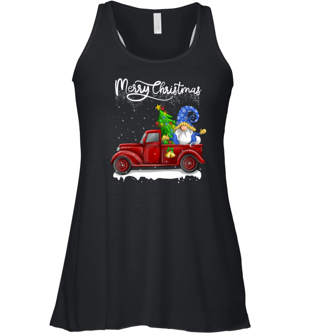 Merry Christmas Vintage Red Truck Gnome Women's Flowy Tank Top