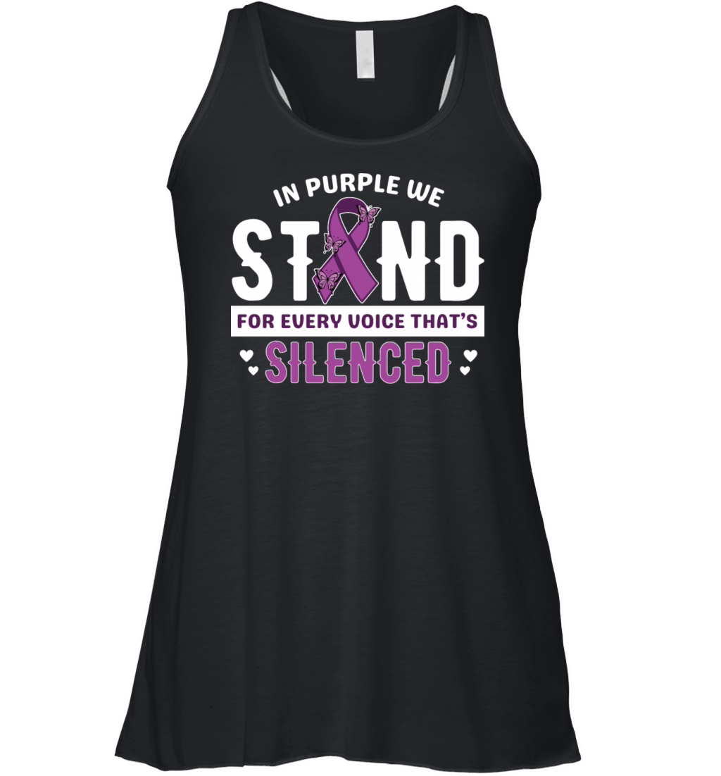 Purple ribbon Violence Awareness shirt design Women's Flowy Tank Top
